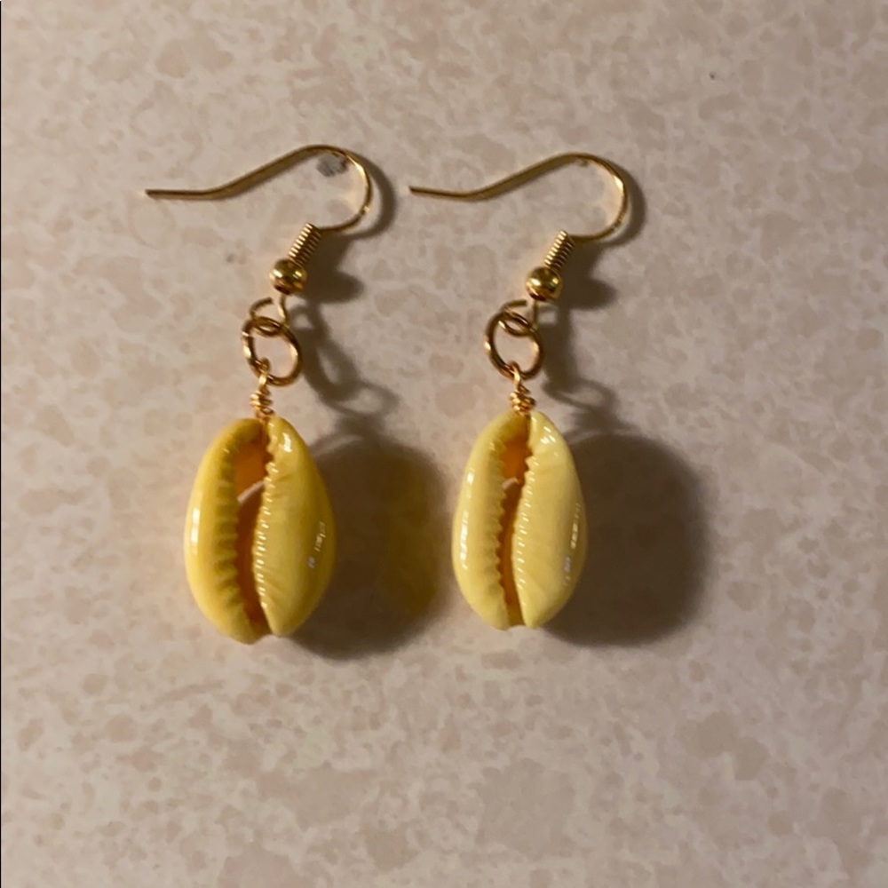 Yellow cowrie earrings